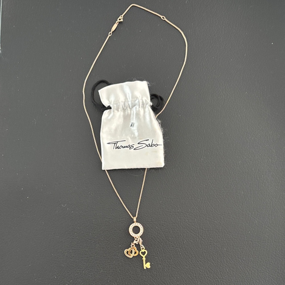 Thomas Sabo Rose Gold Necklace with Hearts and Key Charms